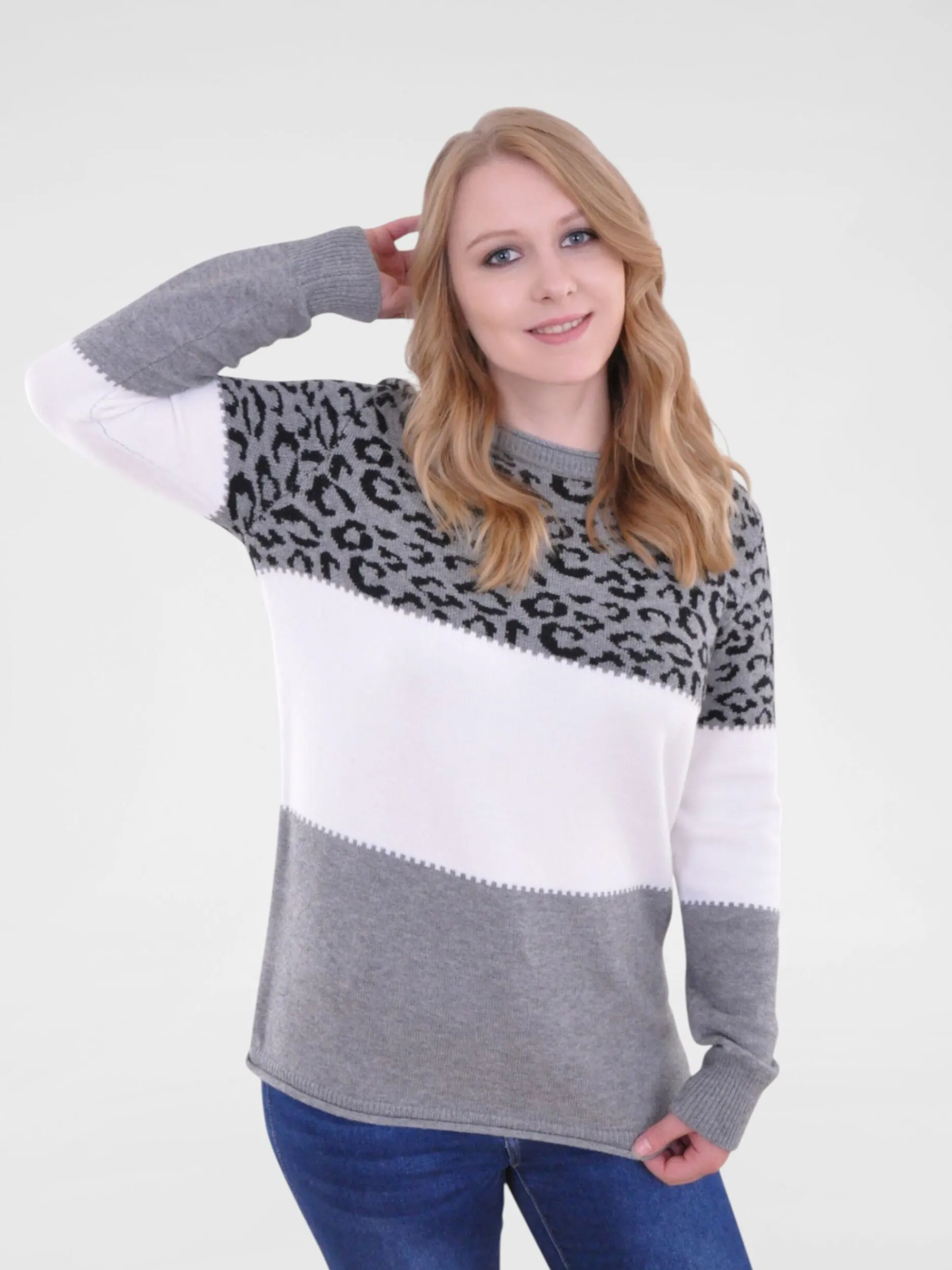 Navigazione Damen Pullover in grau - Ärmel: langarm
