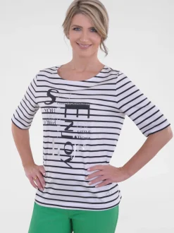 Navigazione Damen Shirt in blau - Ausschnitt: Rundhals