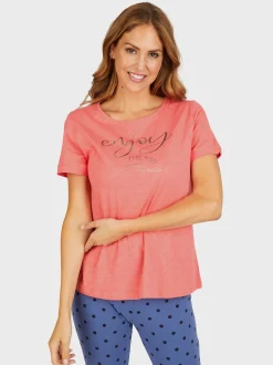 Navigazione Damen Shirt in rot - Ausschnitt: Rundhals
