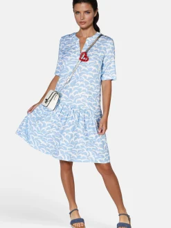 Navigazione Damen Sommerkleid in hellblau weiß