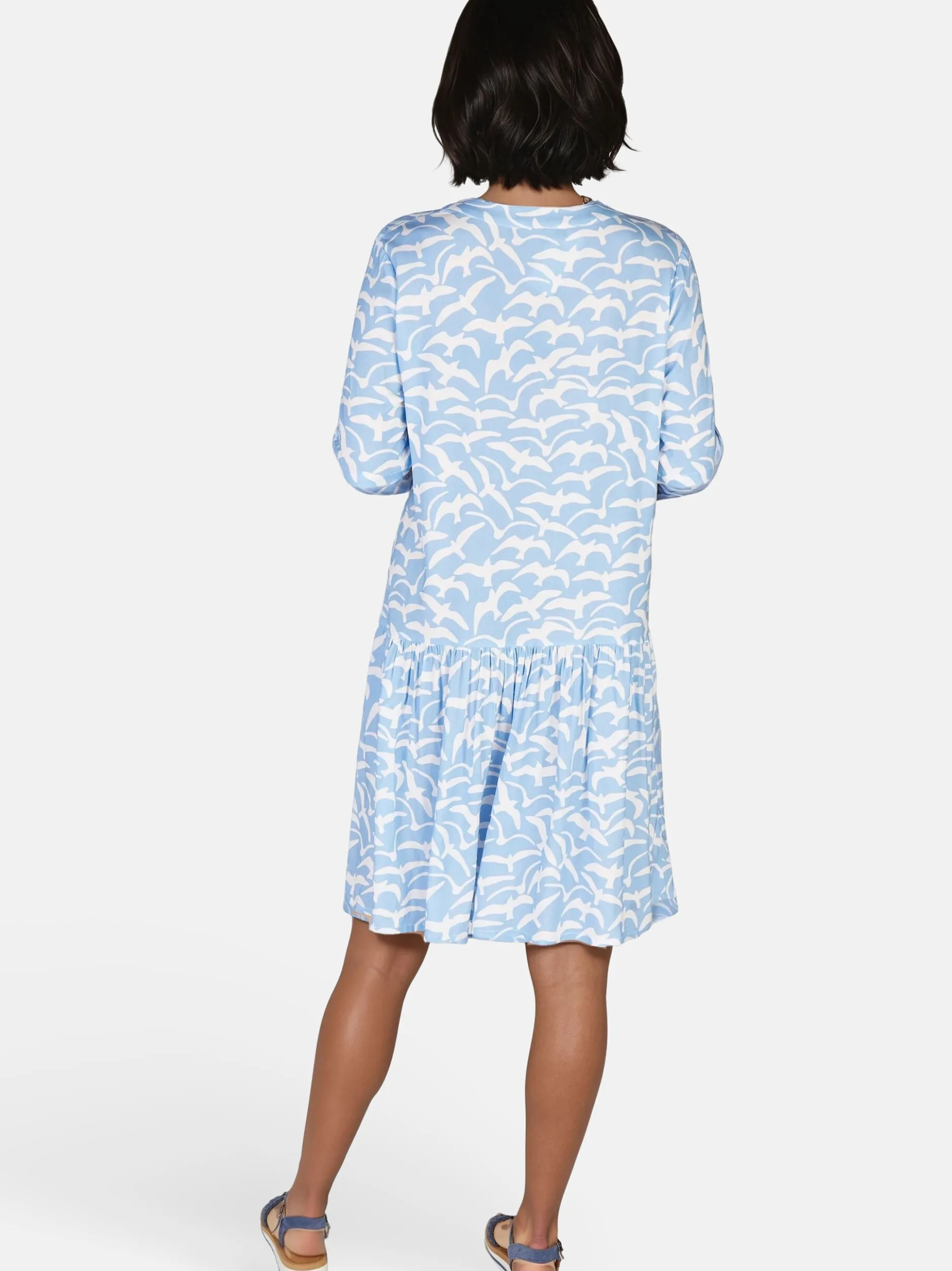 Navigazione Damen Sommerkleid in hellblau weiß