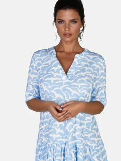 Navigazione Damen Sommerkleid in hellblau weiß