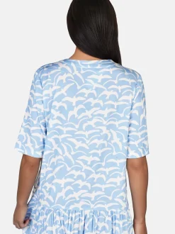 Navigazione Damen Sommerkleid in hellblau weiß