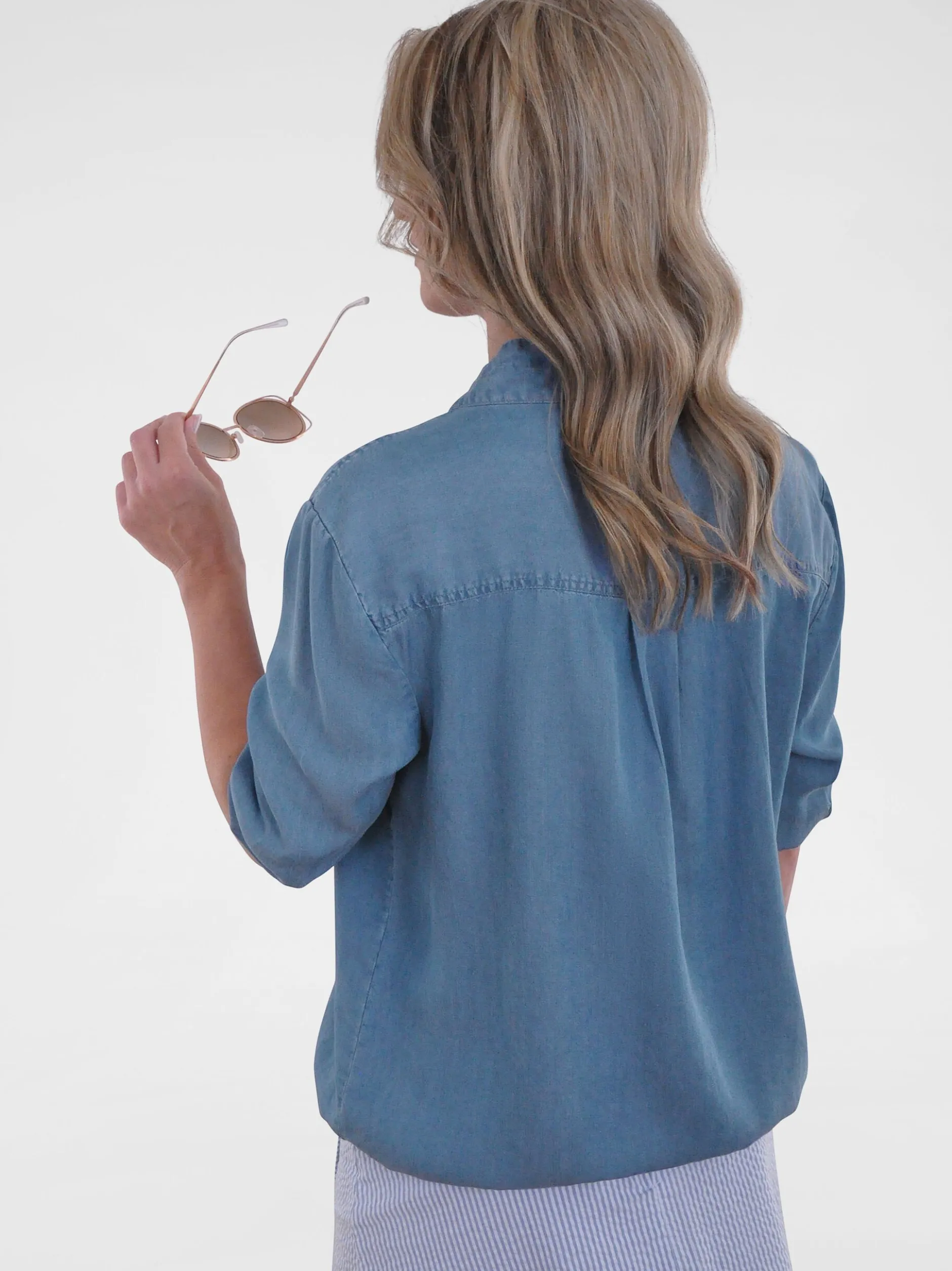 Navigazione Damen Tunika in blau - Ärmel: 3/4 Arm