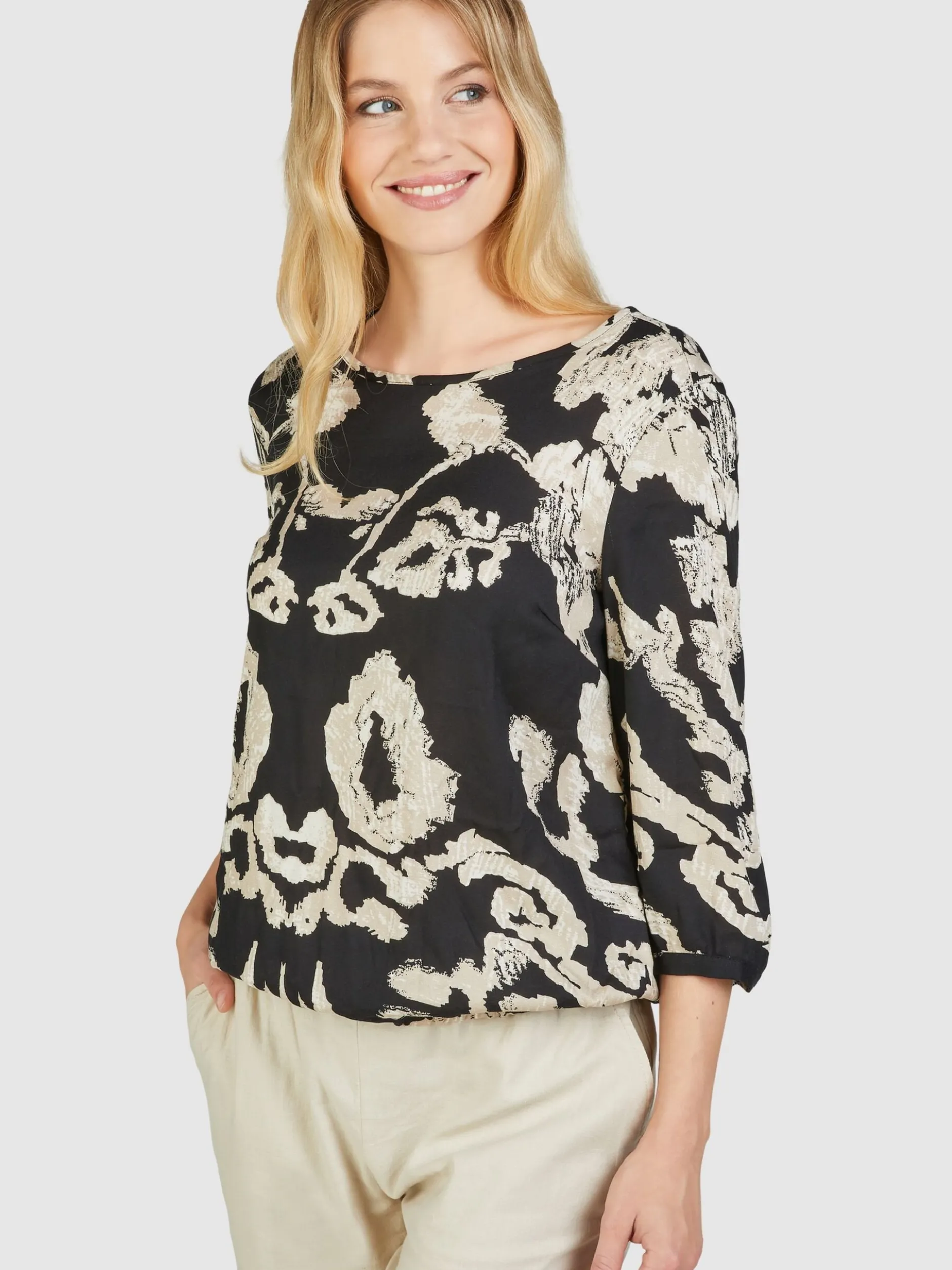 Navigazione Damen Tunika in schwarz - Ärmel: 3/4 Arm