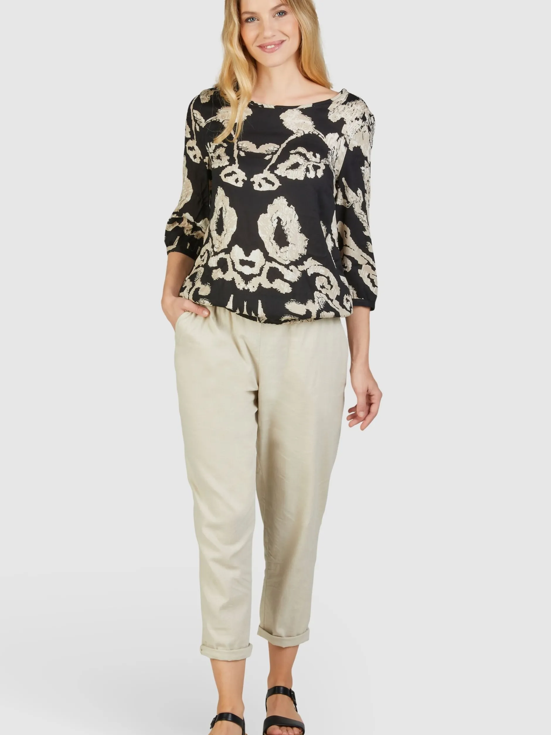 Navigazione Damen Tunika in schwarz - Ärmel: 3/4 Arm