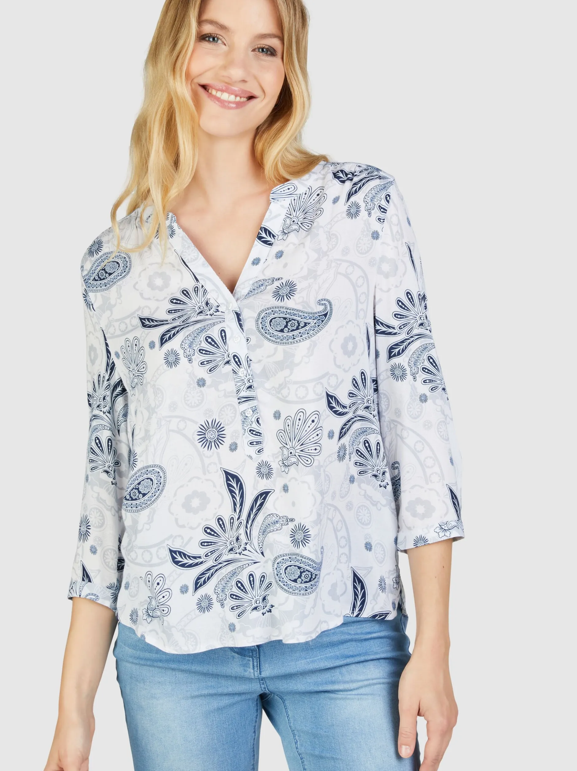 Navigazione Damen Tunika in weiß - Ärmel: 3/4 Arm