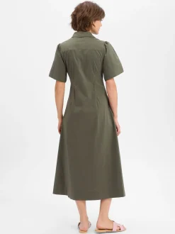 Neo Noir Damen Blusenkleid - Baia in oliv - Länge: midi