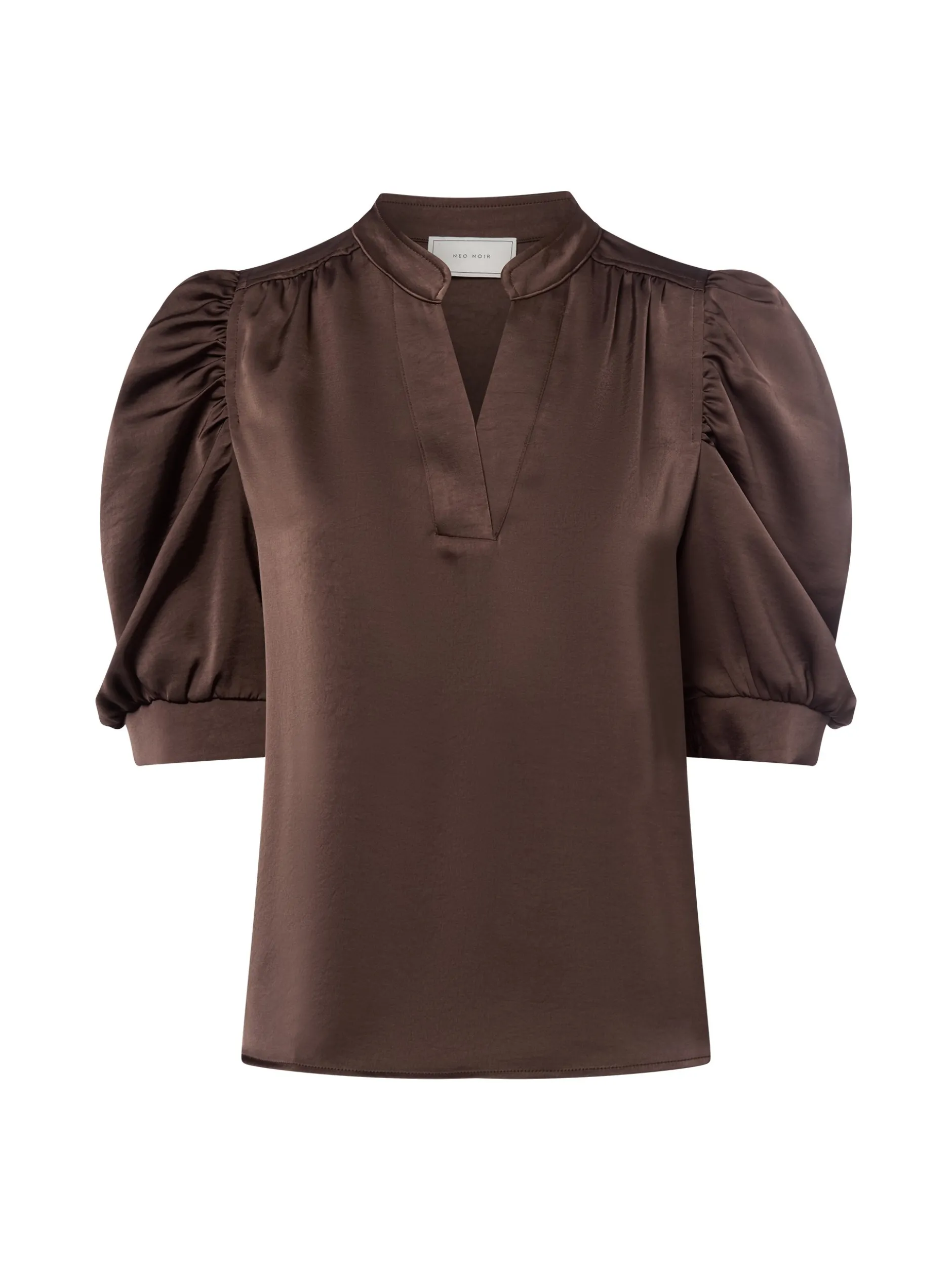 Neo Noir Damen Bluse - Roella in schoko - Ärmel: Halbarm