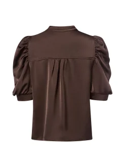 Neo Noir Damen Bluse - Roella in schoko - Ärmel: Halbarm