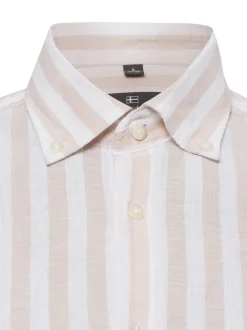 Nils Sundström Herren Freizeithemd mit Leinen-Anteil in beige weiß