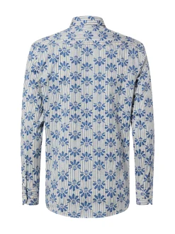 Nils Sundström Herren Hemd in ecru indigo