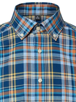 Nils Sundström Herren Kurzarmhemd in indigo orange