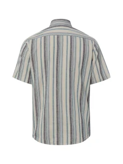 Nils Sundström Herren Kurzarmhemd mit Leinen in indigo beige