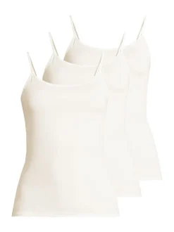 Nina von C. Damen Spaghetti Top - 3er Pack Pure in beige weiß