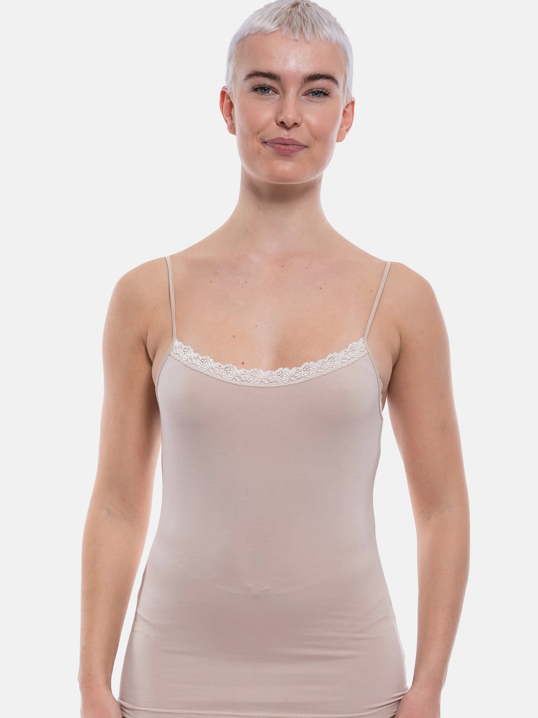 Nina von C. Damen Spaghetti Top - 2er Pack Cosy in beige