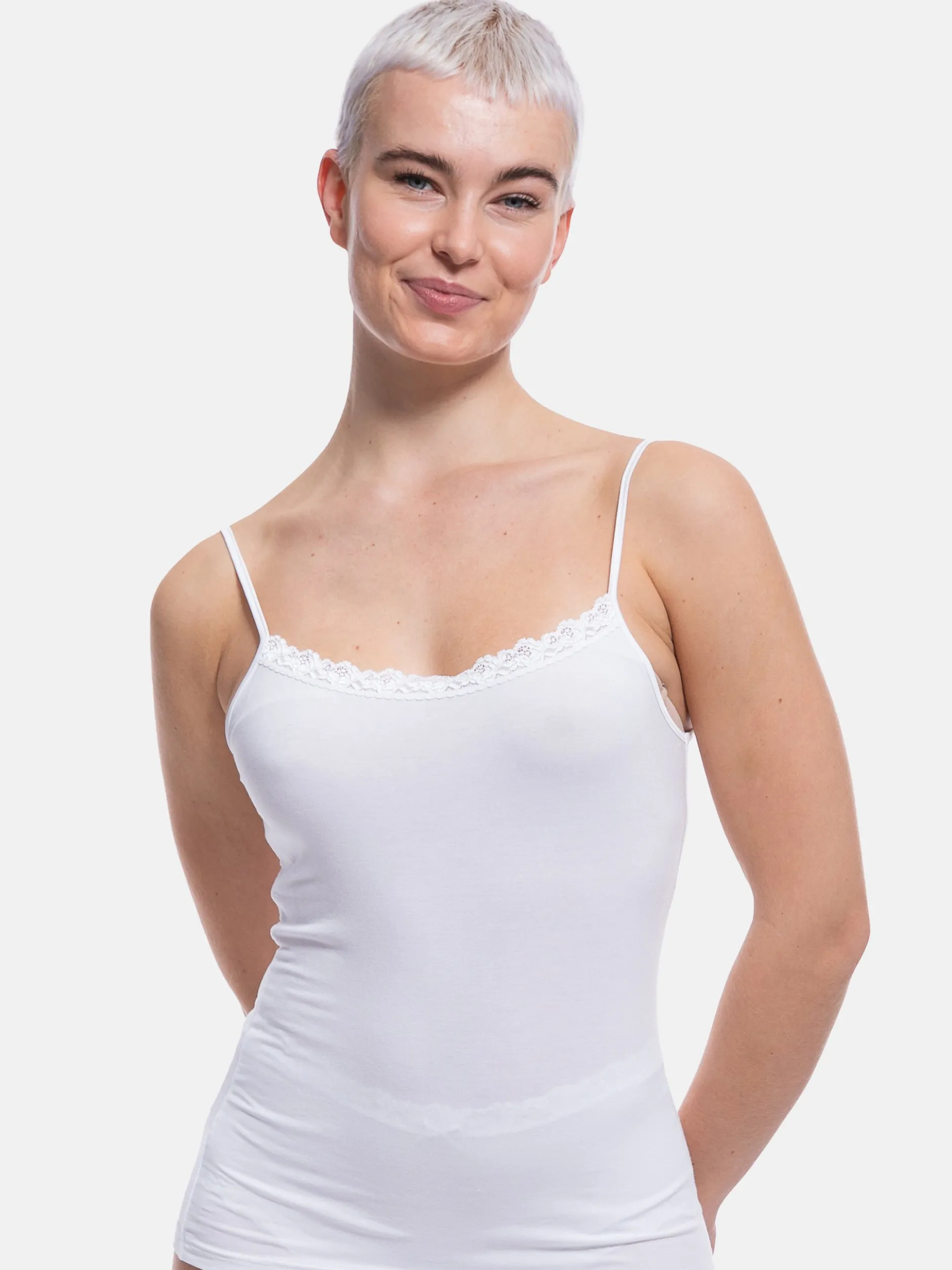 Nina von C. Damen Spaghetti Top - 2er Pack Cosy in weiß