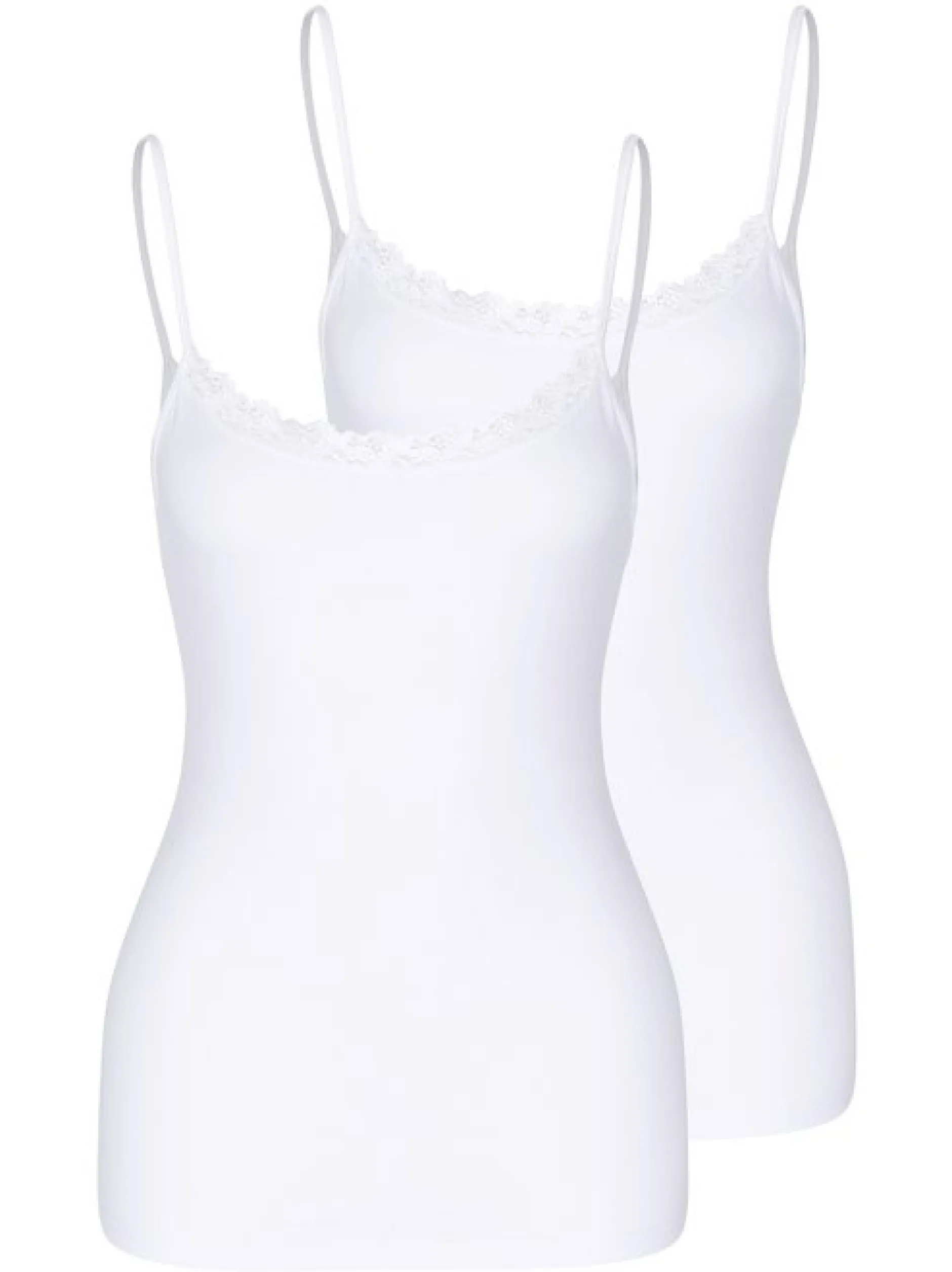 Nina von C. Damen Spaghetti Top - 2er Pack Cosy in weiß