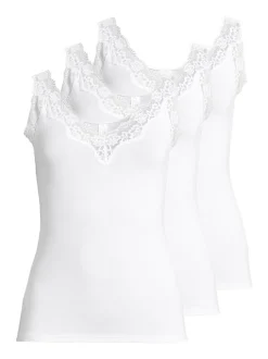 Nina von C. Damen Unterhemd - 3er Pack Romance in weiß