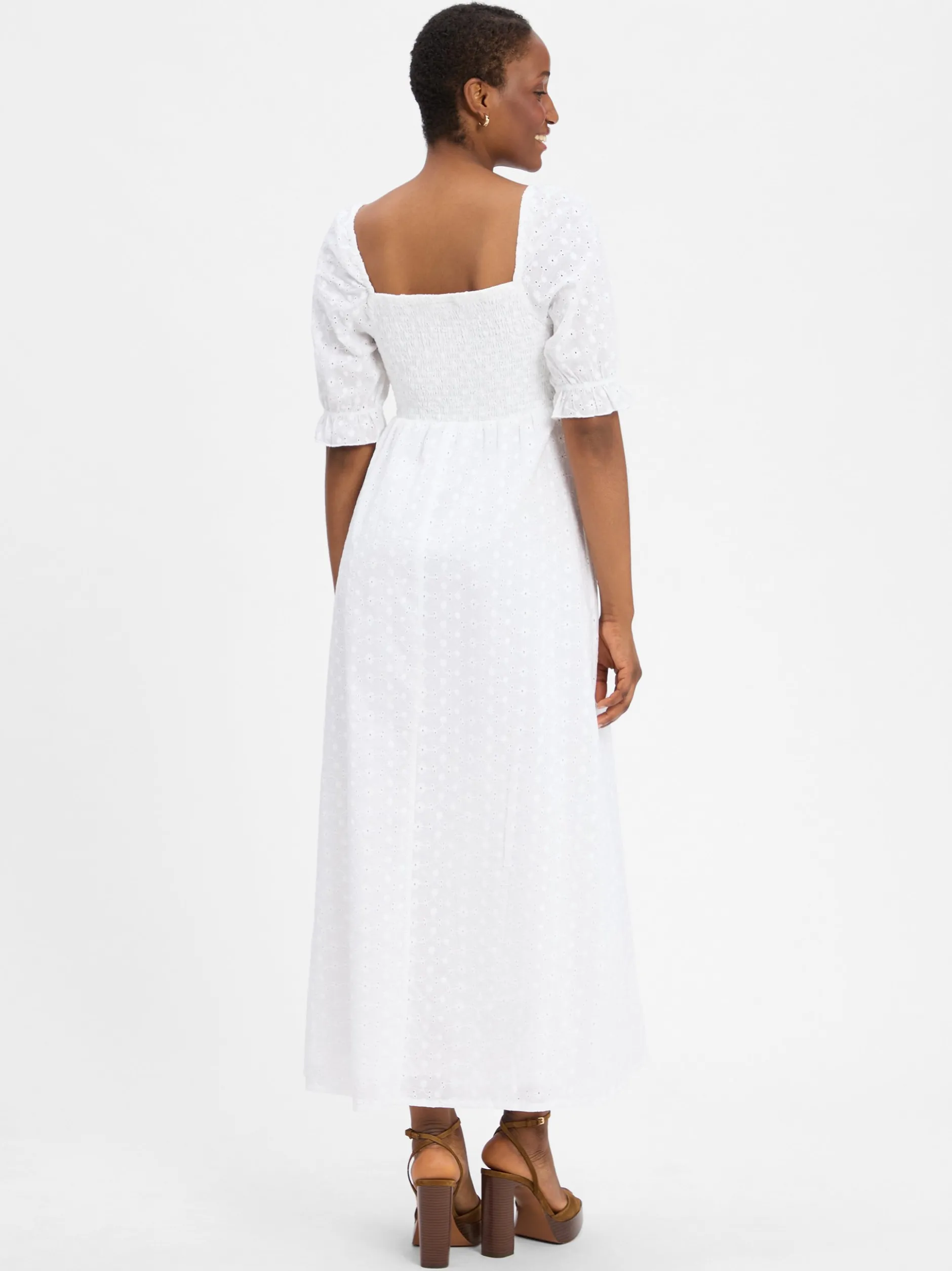 Noisy May Damen Kleid - NMSommer in weiß - Länge: lang