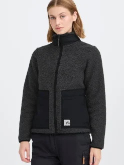 North Bend Damen Plüschjacke - NBGalonne W Teddy Jacket in grau