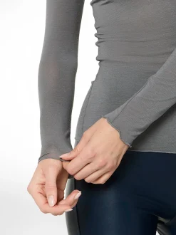 nurdie Damen Longsleeve mit Kaschmir - NUR DIE x KILIAN KERNER in hellgrau