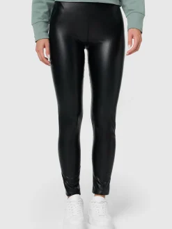 nurdie Damen Vegane Leggings in Leder-Optik - Relax & Go in schwarz
