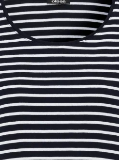 Olsen Damen Baumwollshirt in blau - Ausschnitt: Rundhals