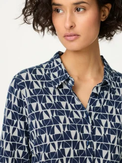 Olsen Damen Bluse - Hannah in marine weiß