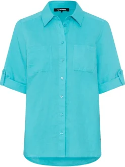 Olsen Damen Bluse in türkis - Ärmel: kurzarm