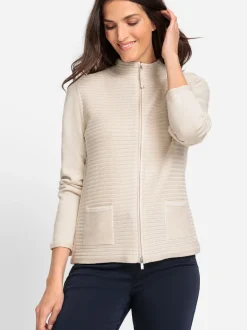 Olsen Damen Cardigan in beige - Ausschnitt: Rundhals