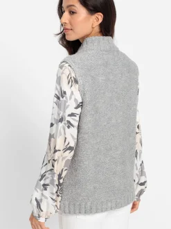 Olsen Damen Cardigan in grau - Ausschnitt: Rundhals