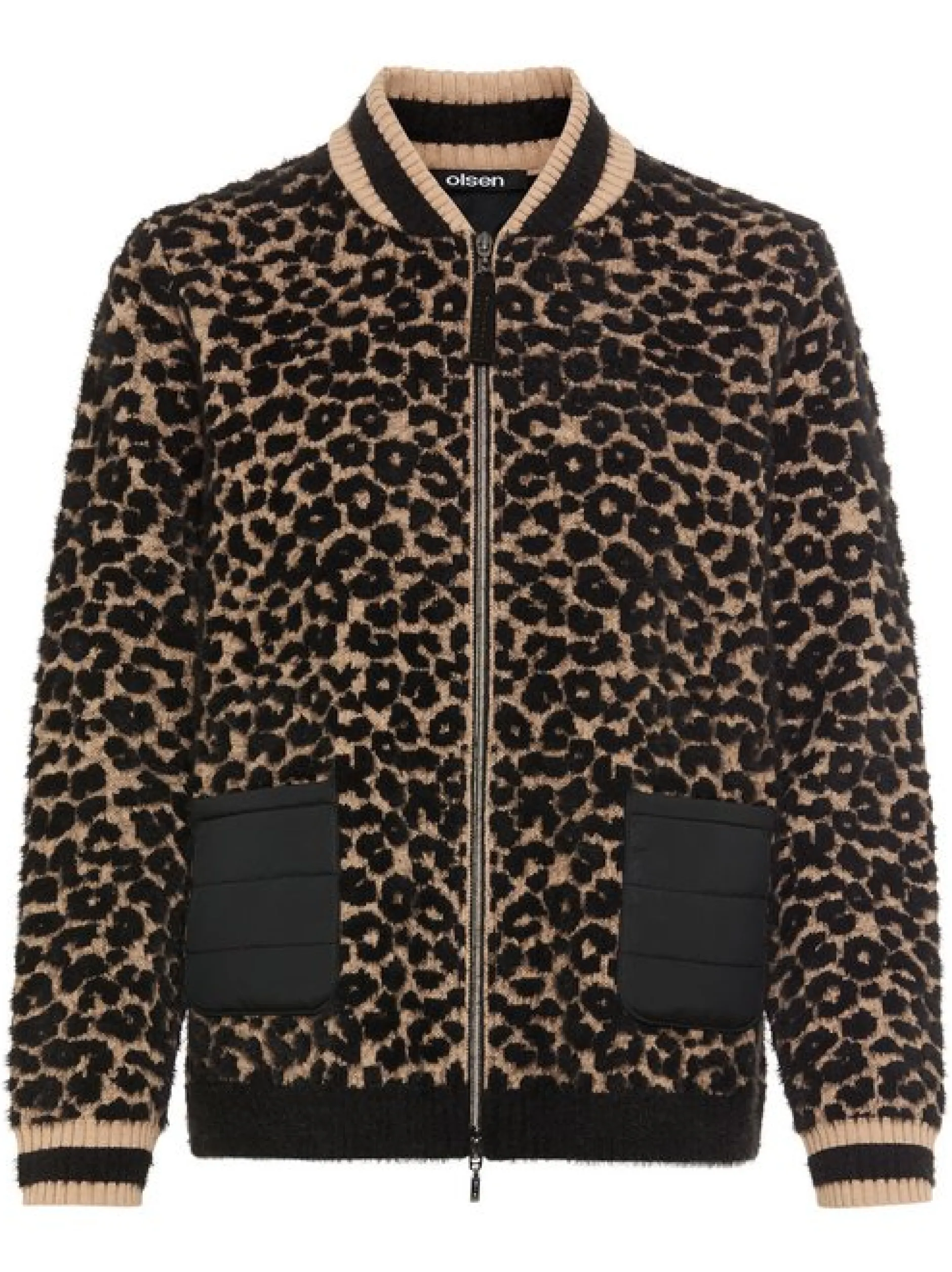 Olsen Damen Cardigan in schwarz beige - Ärmel: langarm
