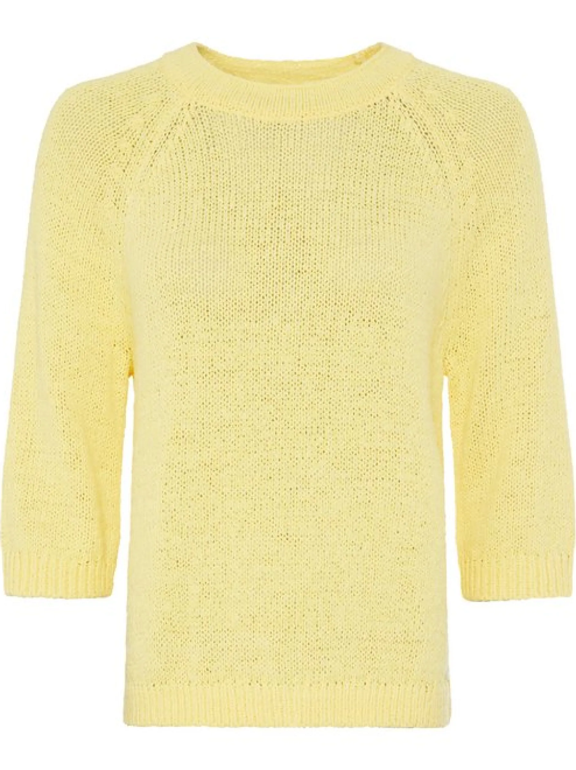 Olsen Damen Grobstrickpullover in gelb - Ärmel: 3/4 Arm