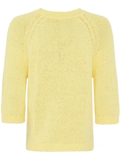 Olsen Damen Grobstrickpullover in gelb - Ärmel: 3/4 Arm