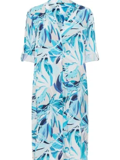Olsen Damen Hemdblusenkleid in blau - Länge: knielang