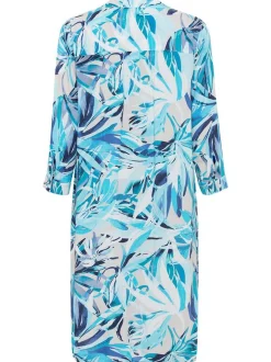 Olsen Damen Hemdblusenkleid in blau - Länge: knielang