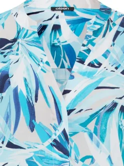 Olsen Damen Hemdblusenkleid in blau - Länge: knielang