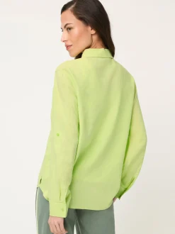 Olsen Damen Hemdbuse aus Leinen in kiwi - Ärmel: langarm