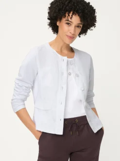 Olsen Damen Jersey-Jacke mit Leinen - Eva in weiß