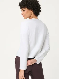 Olsen Damen Jersey-Jacke mit Leinen - Eva in weiß