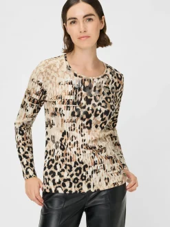 Olsen Damen Langarmshirt in beige - Ausschnitt: Rundhals