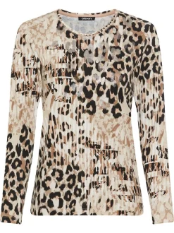 Olsen Damen Langarmshirt in beige - Ausschnitt: Rundhals