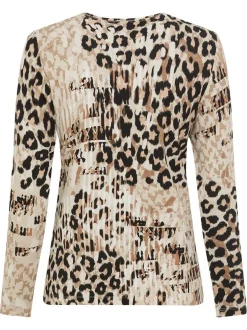 Olsen Damen Langarmshirt in beige - Ausschnitt: Rundhals