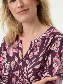 Olsen Damen Langarmshirt in lila - Ausschnitt: Rundhals