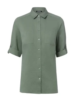 Olsen Damen Leinenbluse in khaki - Ärmel: Halbarm
