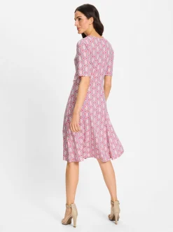 Olsen Damen Midikleid in rosa - Länge: knielang