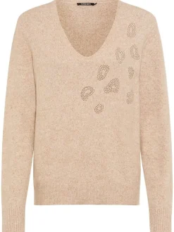Olsen Damen Pullover in beige - Ausschnitt: V-Ausschnitt