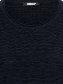 Olsen Damen Pullover in blau - Ausschnitt: Rundhals