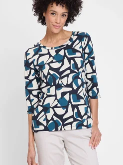 Olsen Damen Shirt in blau - Ausschnitt: Rundhals